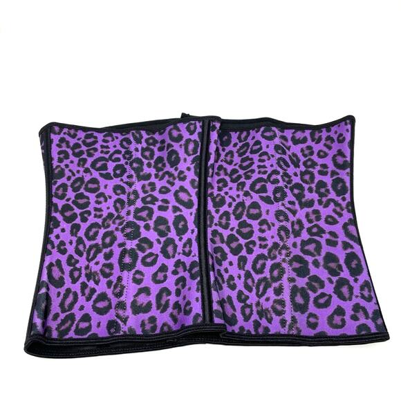 Corset Waist Cincher Purple Leopard Print L Satiny - Picture 3 of 8